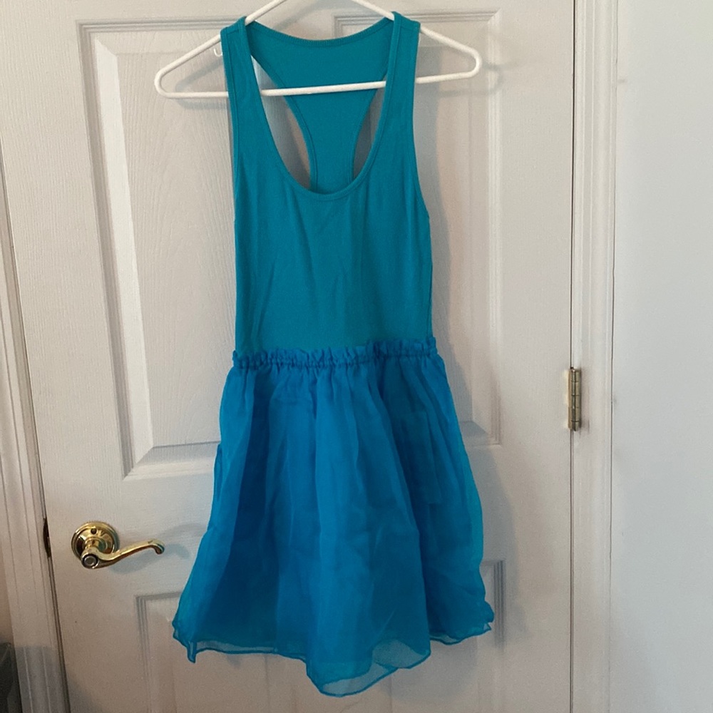 Betsey Johnson Aqua Blue Tank Dress and Toole Skirt with Pockets Size 2